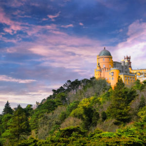 Pena Palace in the city of Sintra Portugal against the backdrop